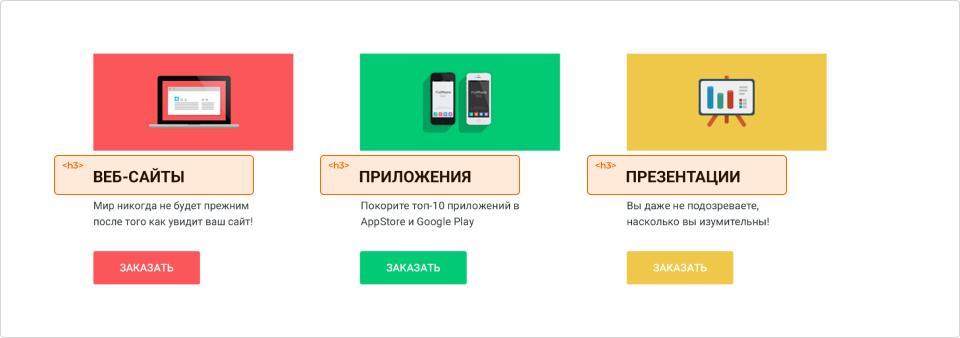 Пример заголовков на макете